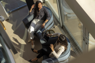 Two women having a discussion